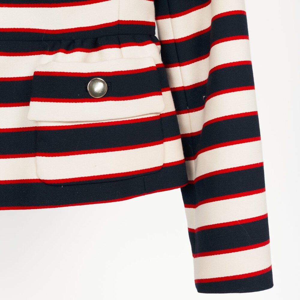 Valentino Resort 2014 White & Navy Striped Wool & Silk Peplum Jacket - Picture 5 of 11